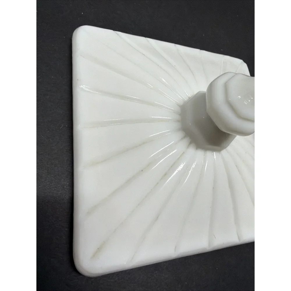 Vtg. LID ONLY- Milk Glass, Covered Candy Dish Lid (No Dish) Old Quilt, 1940's